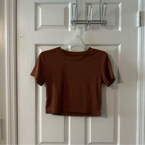 Women's Cropped Short Sleeve Tee - Brown